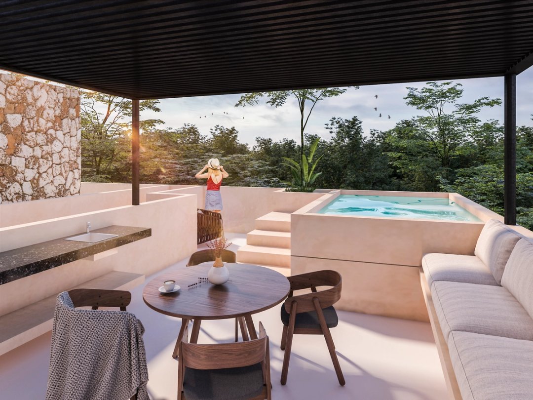 Terraza y alberca · perspectiva del proyecto